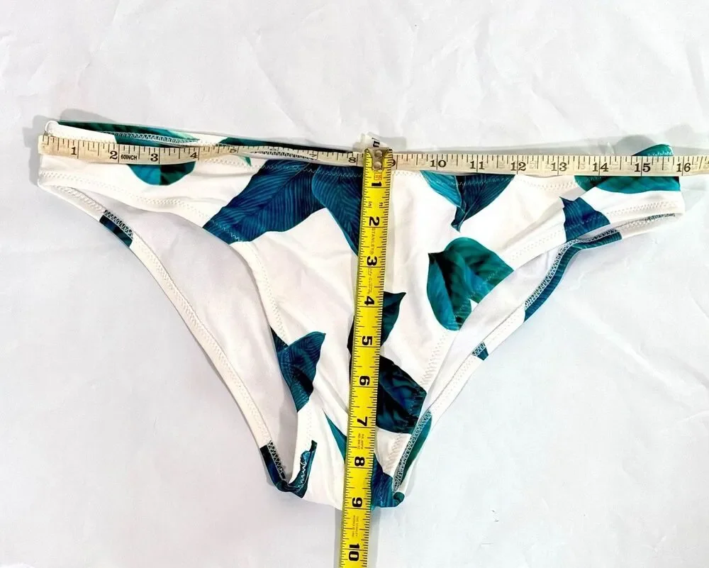 Cupshe Leaf Print Wrap Bikini Set Green White Crisscross Cutout NWT L